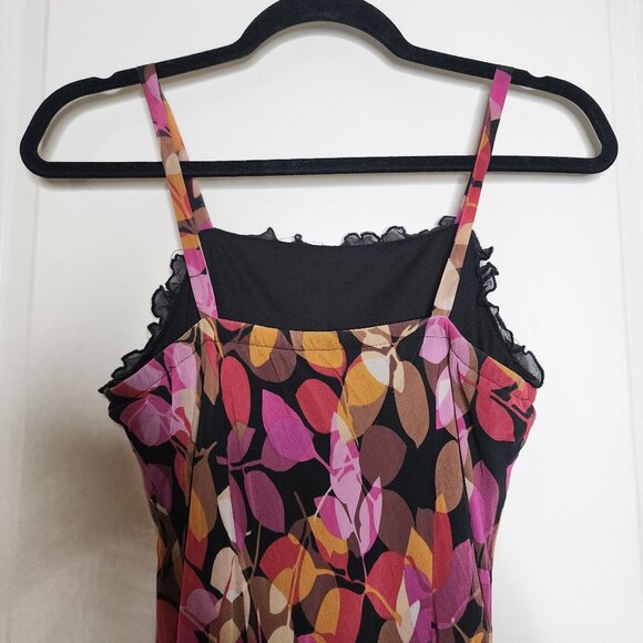 Sangria Y2K pink and black handkerchief hem whimsy silk midi dress size 8 - Picture 9 of 11